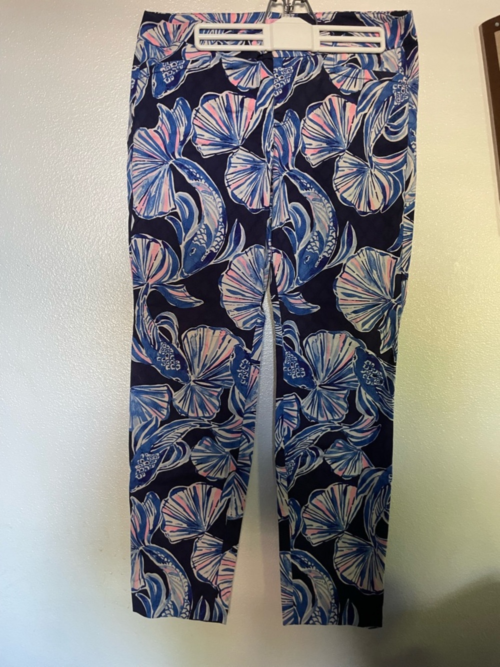 Lilly Pulitzer Navy Blue Floral Straight-Leg Pants